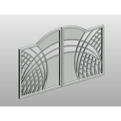 Ventana doble arqueada con reja decorativa curva